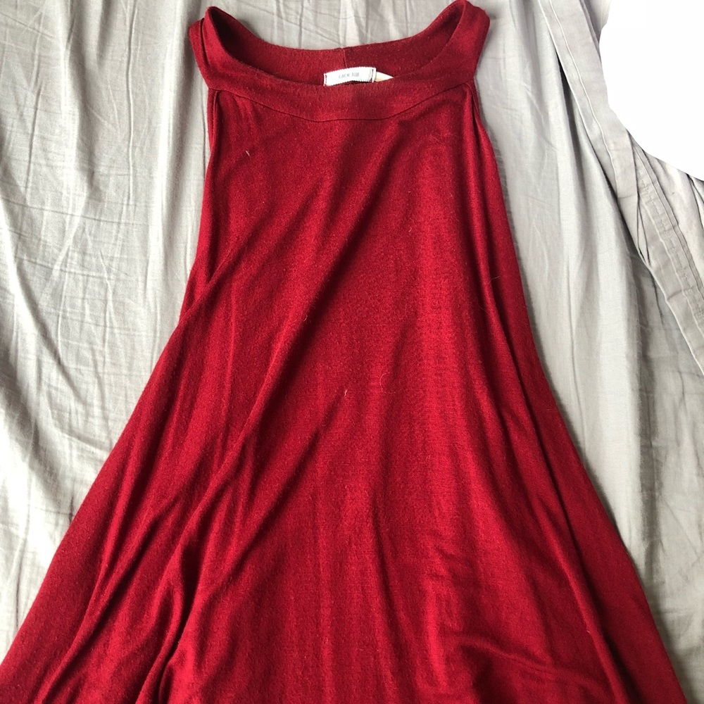 High neck red flowy fall top